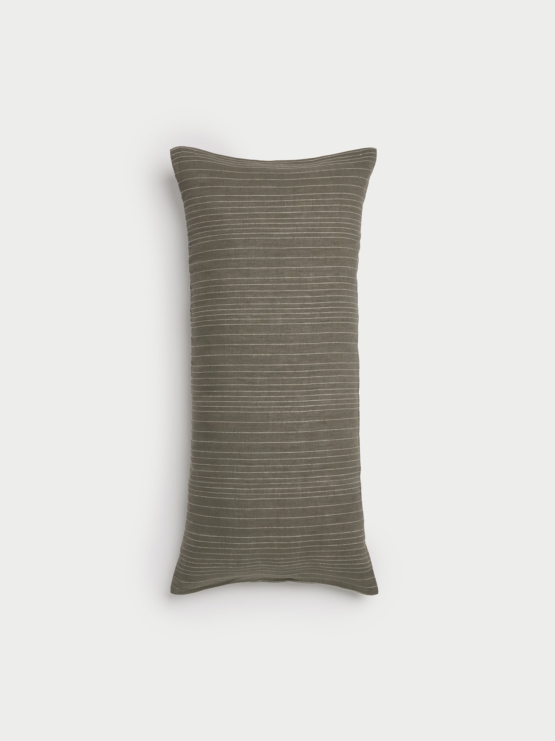 Cozy Earth striped throw pillow with plain white background |Color:Smoke|Size:14" x 30"