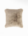 The Cuddle Pillow by Cozy Earth is a soft, square pillow with a fluffy texture in beige, set against a plain white background. |Color:Walnut