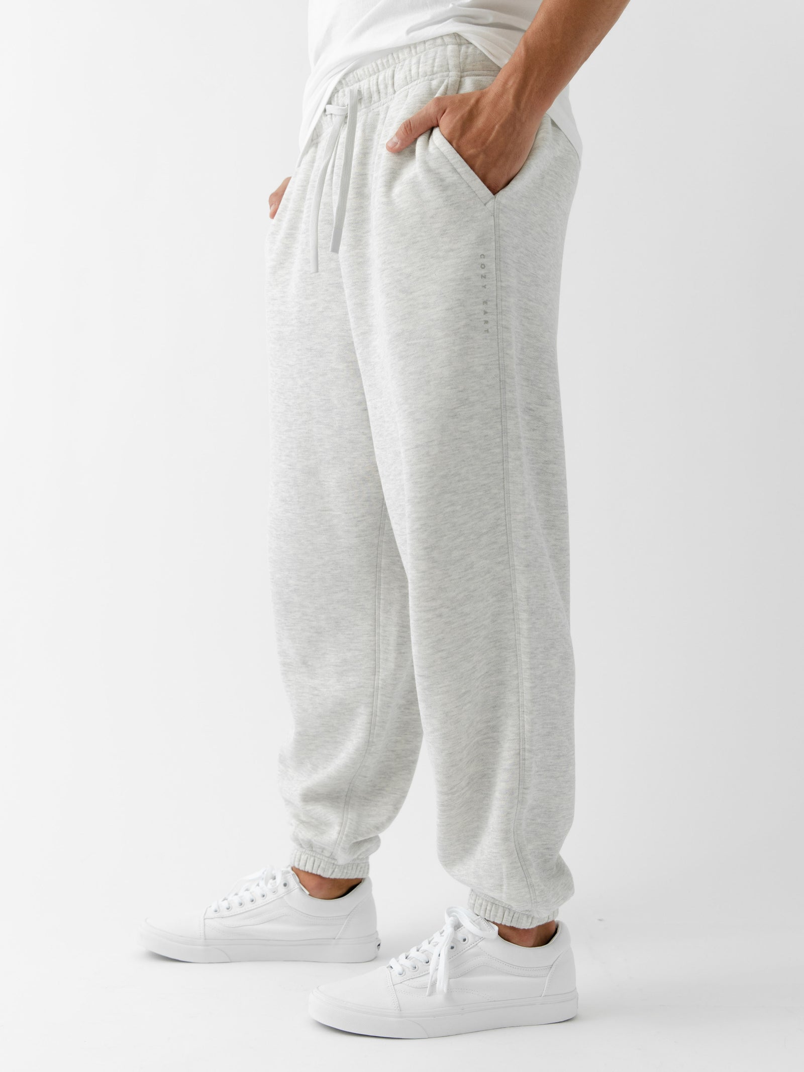 Heather grey cityscape sweats with white background 