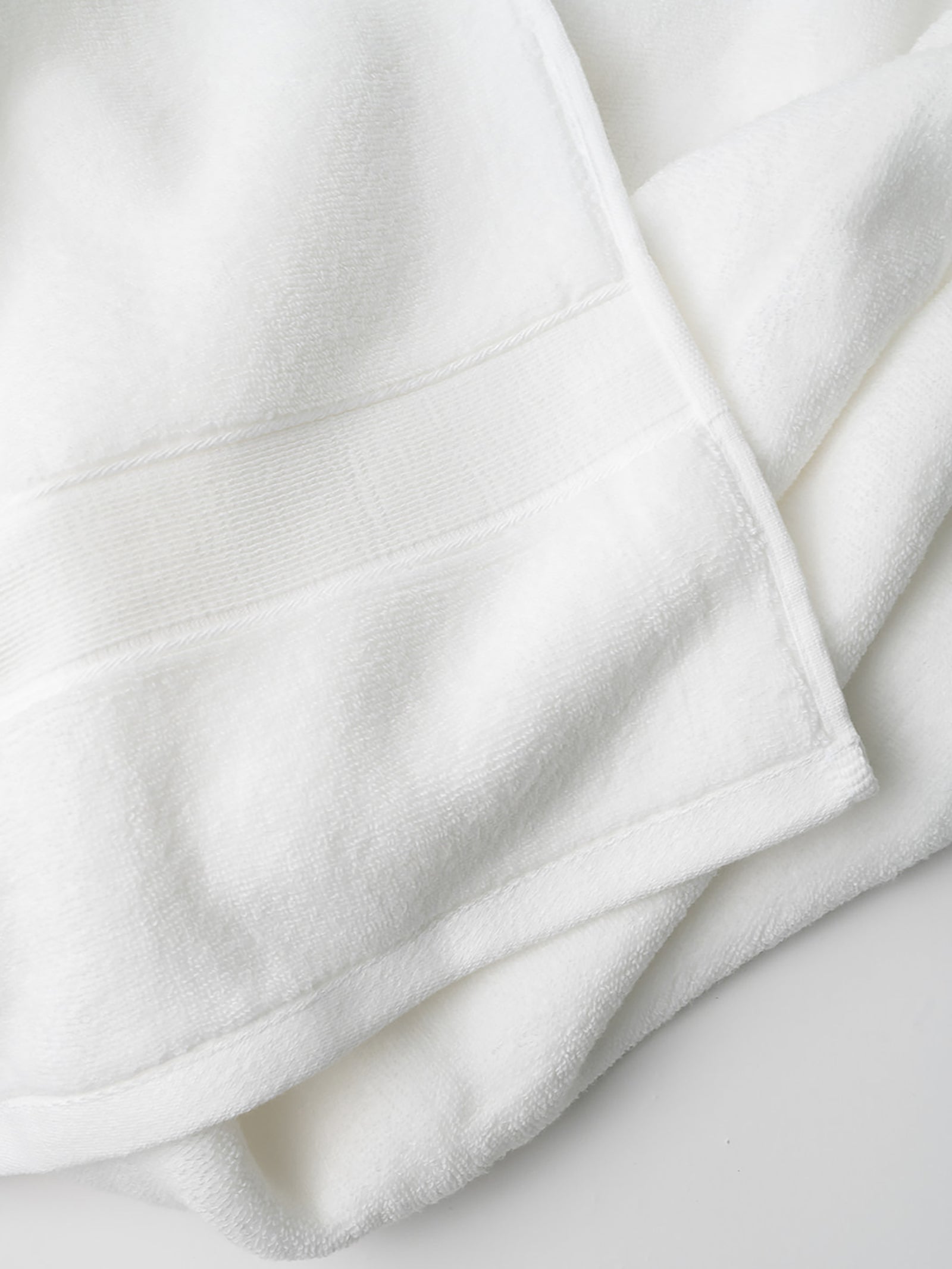 Close up of white luxe bath sheet 