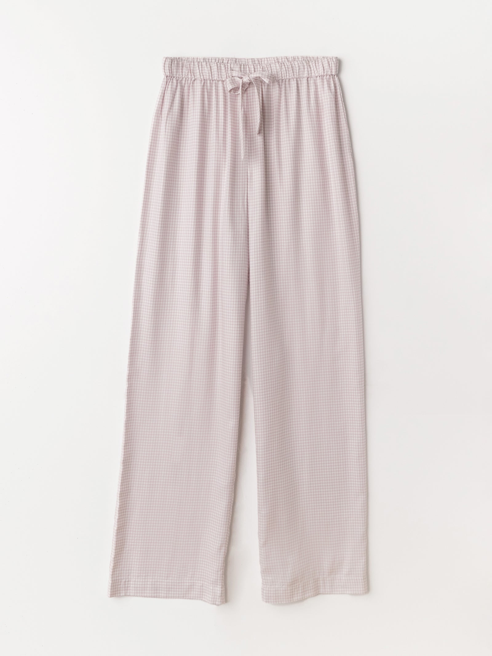 Lavender Mini Gingham Soft Woven Pajama Pant with white background 