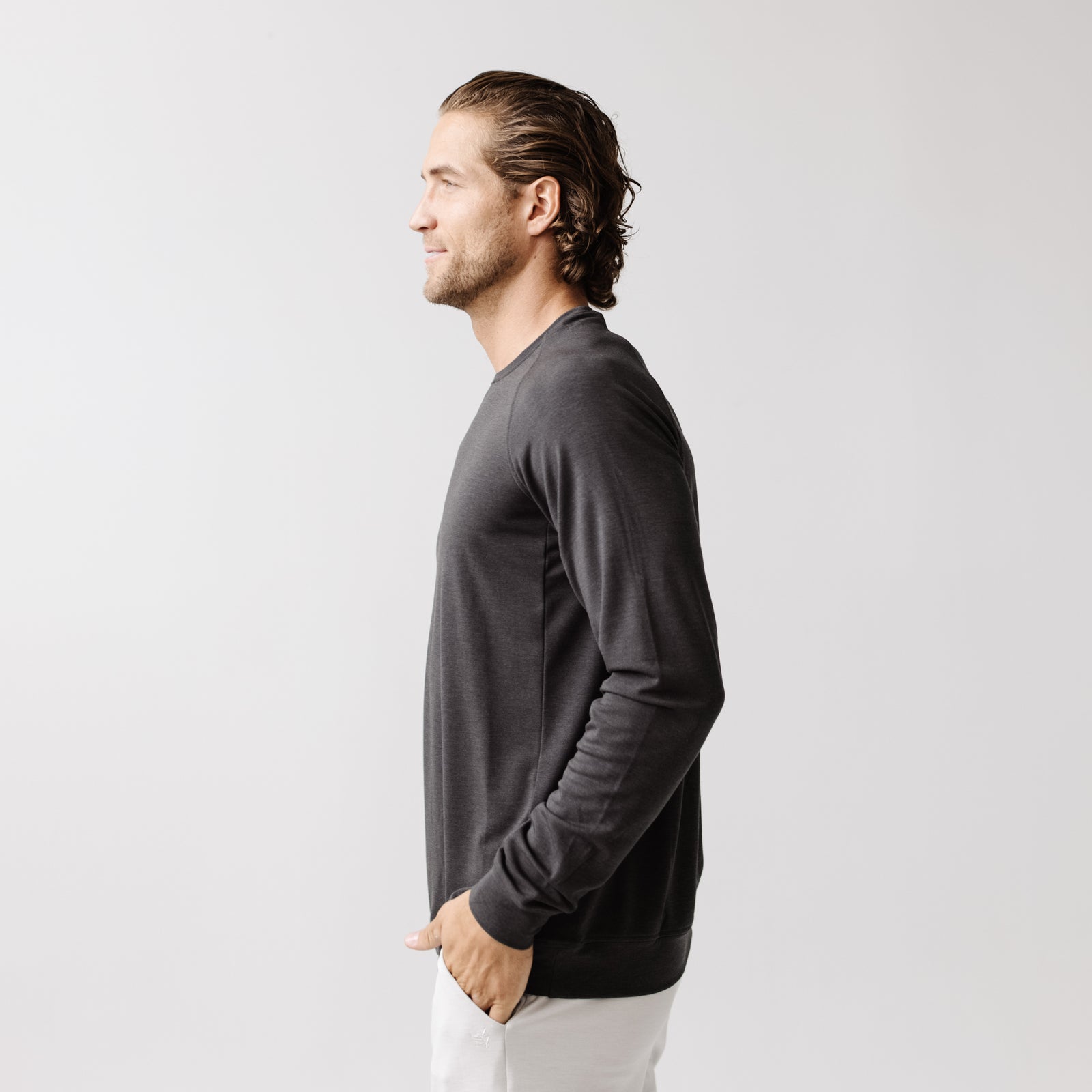Charcoal Men's Ultra-Soft Bamboo Pullover Crew [Houston]
