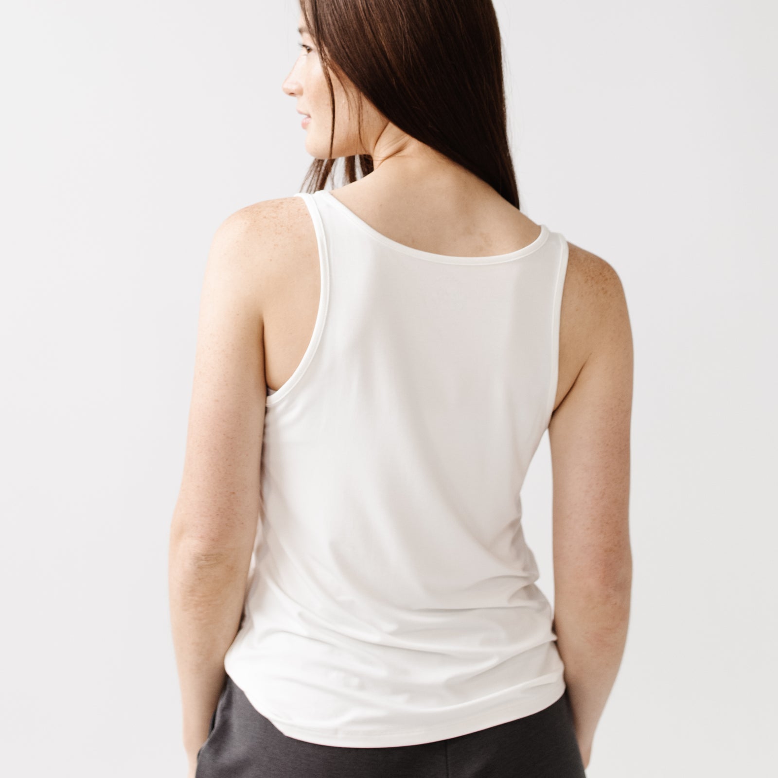 Ivory Stretch-Knit Bamboo Lounge Tank [Aya]