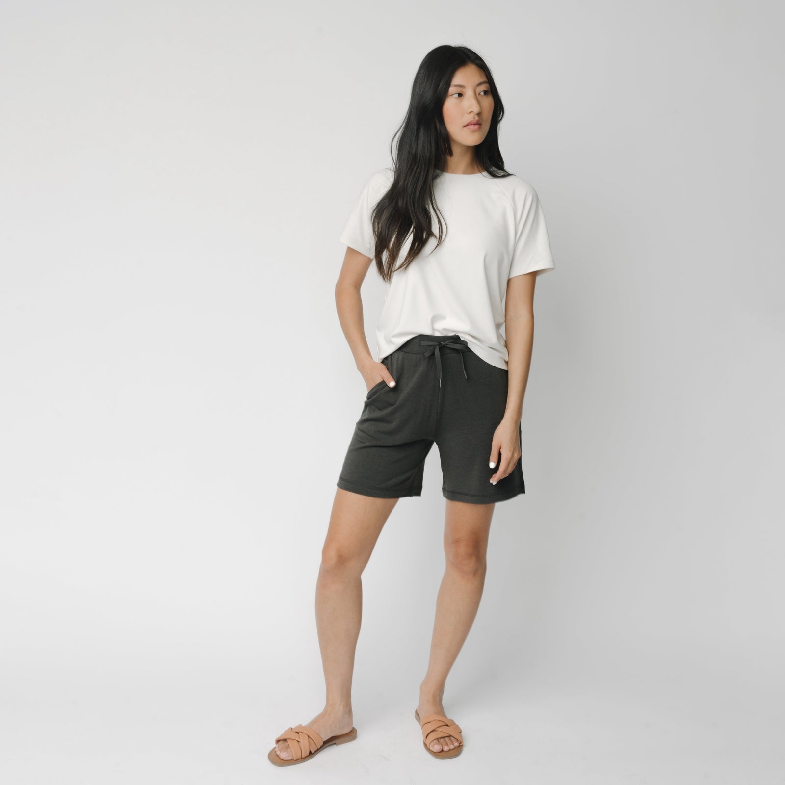 Charcoal Women’s Ultra-Soft Bamboo Mid Length Short - 6"